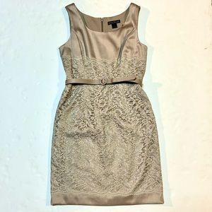 NWT Jessica Howard Tan Metallic Lace Cocktail Dress 12